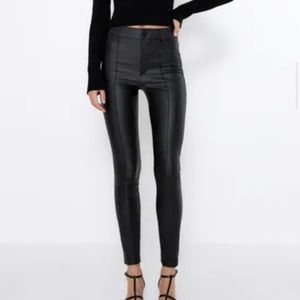 Black fake leather leggings